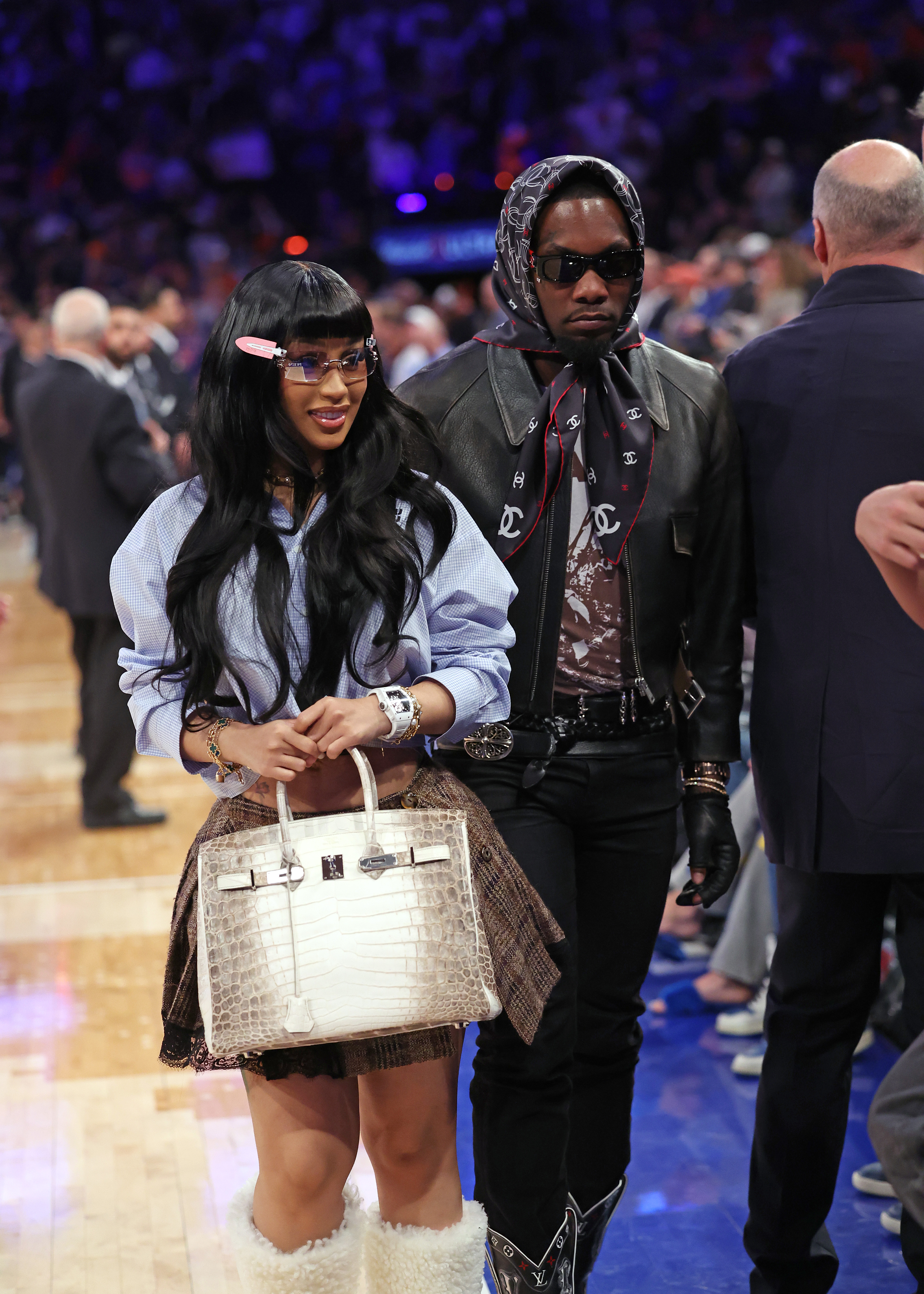 Cardi B and Offset at an NBA game in 2024