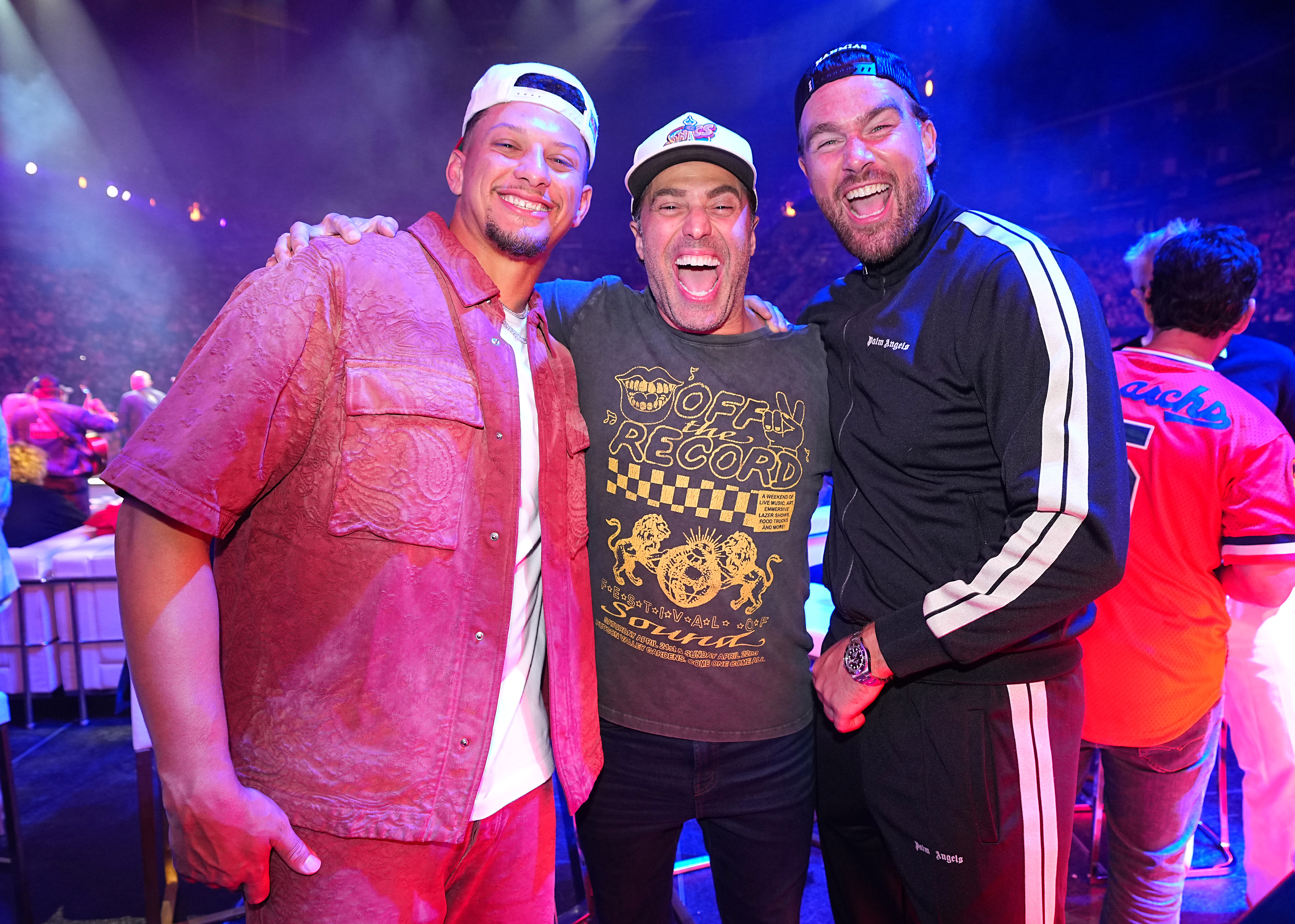 Patrick Mahomes, Adam Ray and Travis Kelce at the 2025 Big Slick Celebrity Weekend