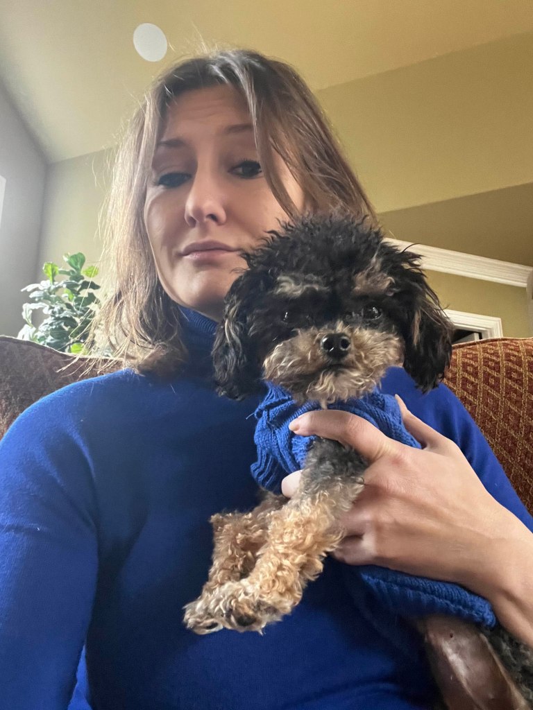 Upper East Side resident Sarah Grant and her pup Fennel, who she says was killed by a speeding e-bike rider. 