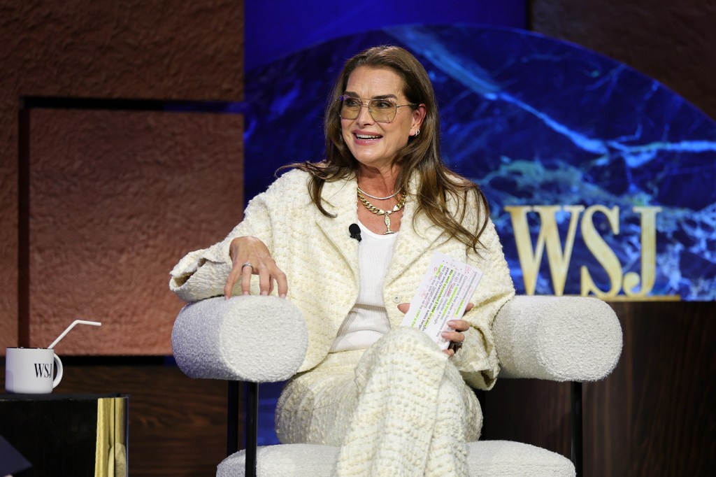 Brooke Shields speaks onstage during WSJ's Future of Everything 2025 at The Glasshouse on May 28, 2025 in New York City. 