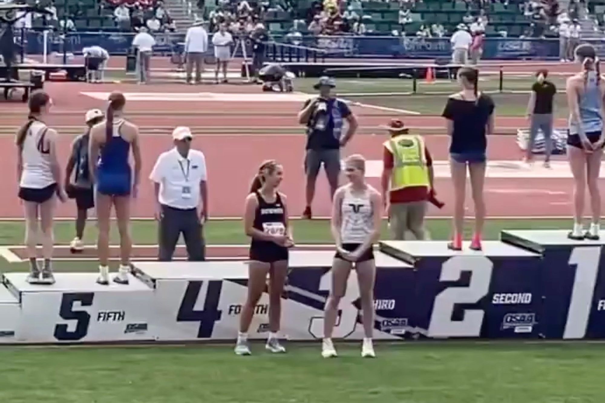 Oregon high schoolers Alexa Anderson and Reese Eckard stepped down from the high jump podium when a transgender teen tied for fifth place.  