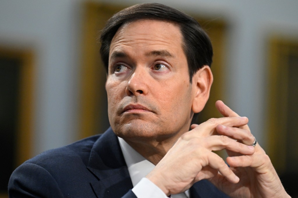 Secretary of State Marco Rubio testifies on the 2026 budget during a House hearing in Washington, DC, at the Rayburn House Office Building.