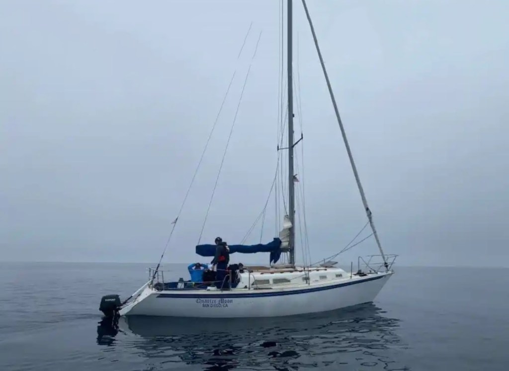 Migrant sailboat off California.