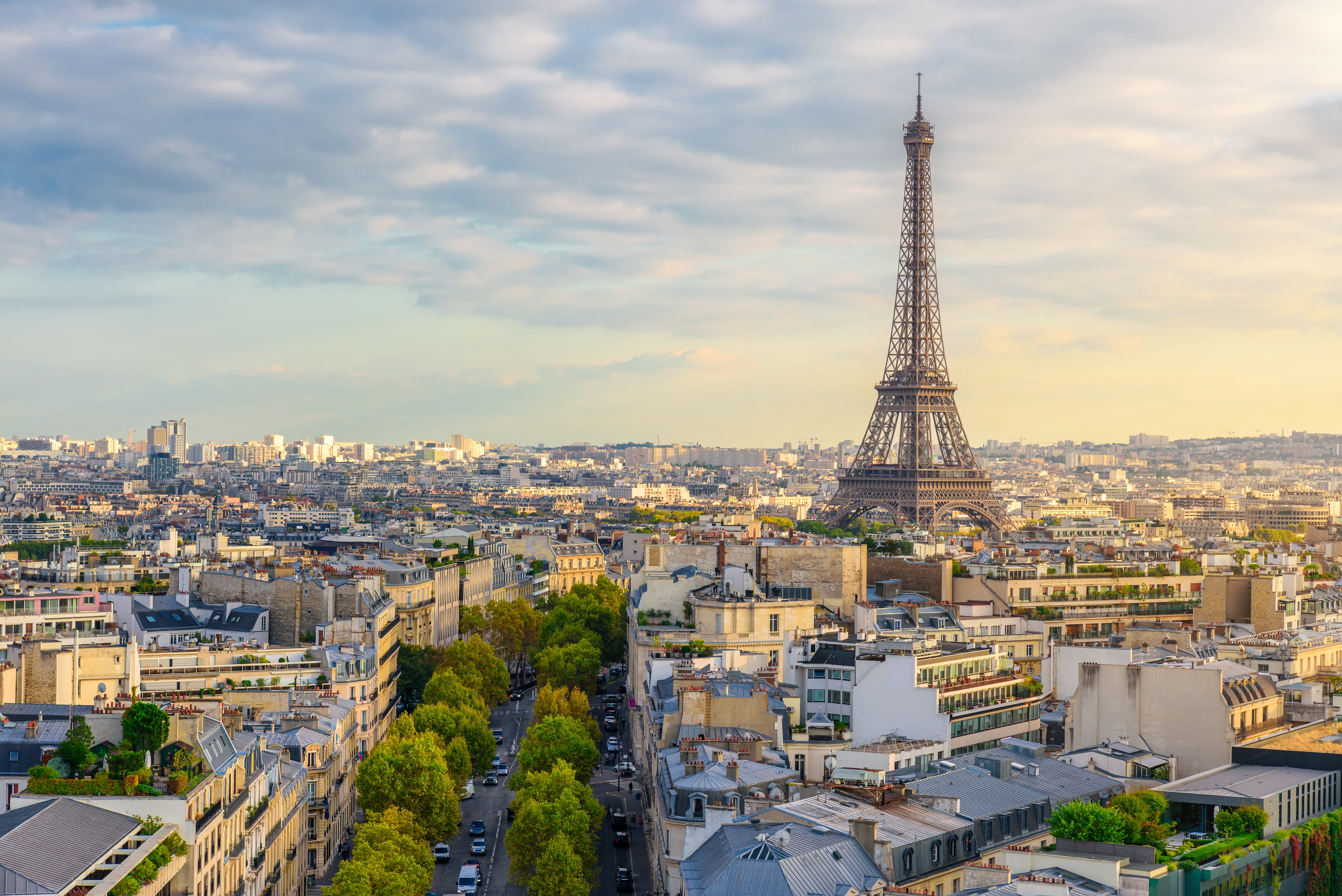 ariel picture of Paris with Eiffel tower