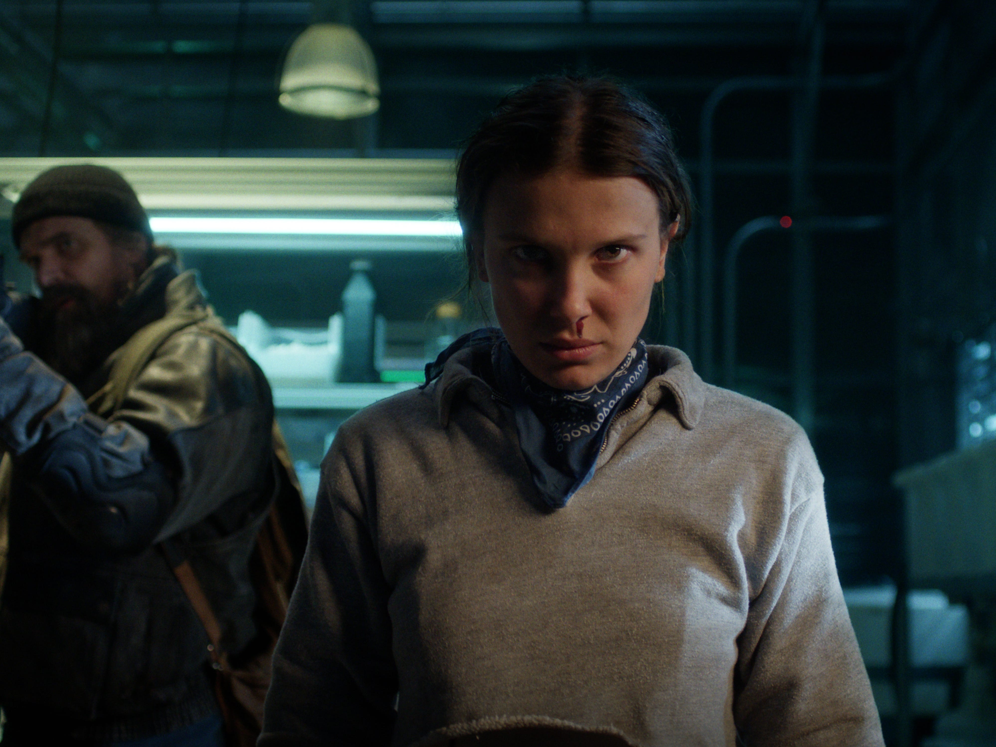 David Harbour as Jim Hopper and Millie Bobby Brown as Eleven in season five of "Stranger Things."