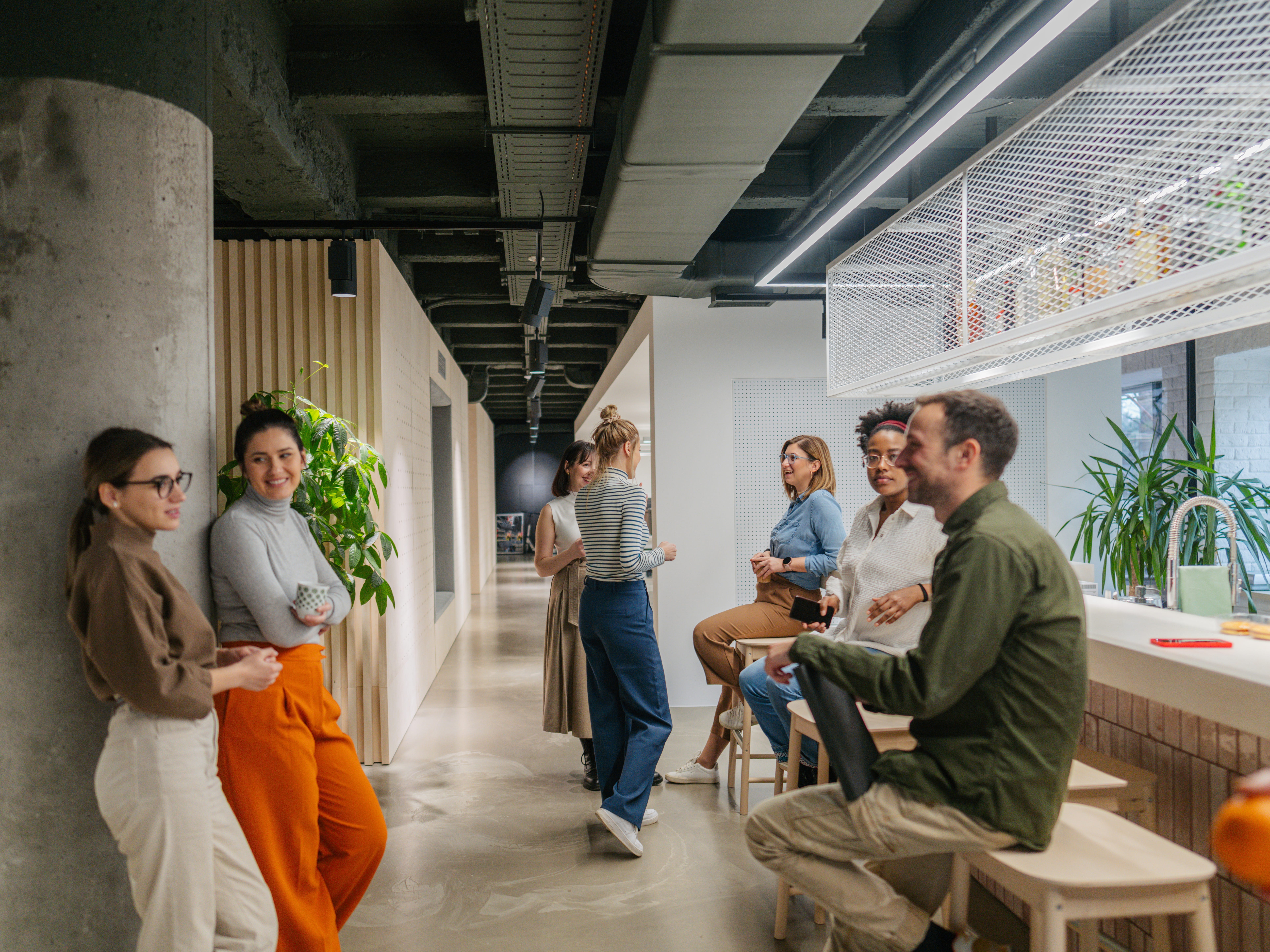 A group of people in an office.