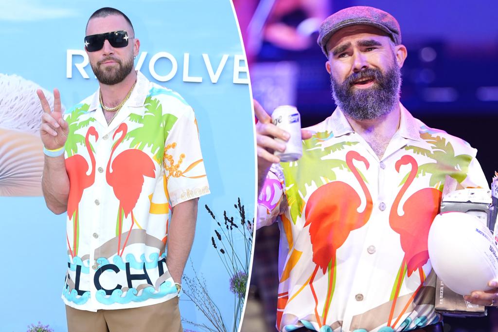 Jason Kelce borrows ostentatious shirt from Travis’ closet: ‘True siblings’