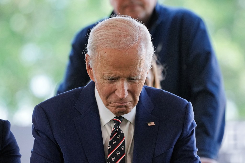 Former U.S. President Joe Biden attends a ceremony at Veterans Memorial Park in New Castle, Delaware, May 30, 2025.