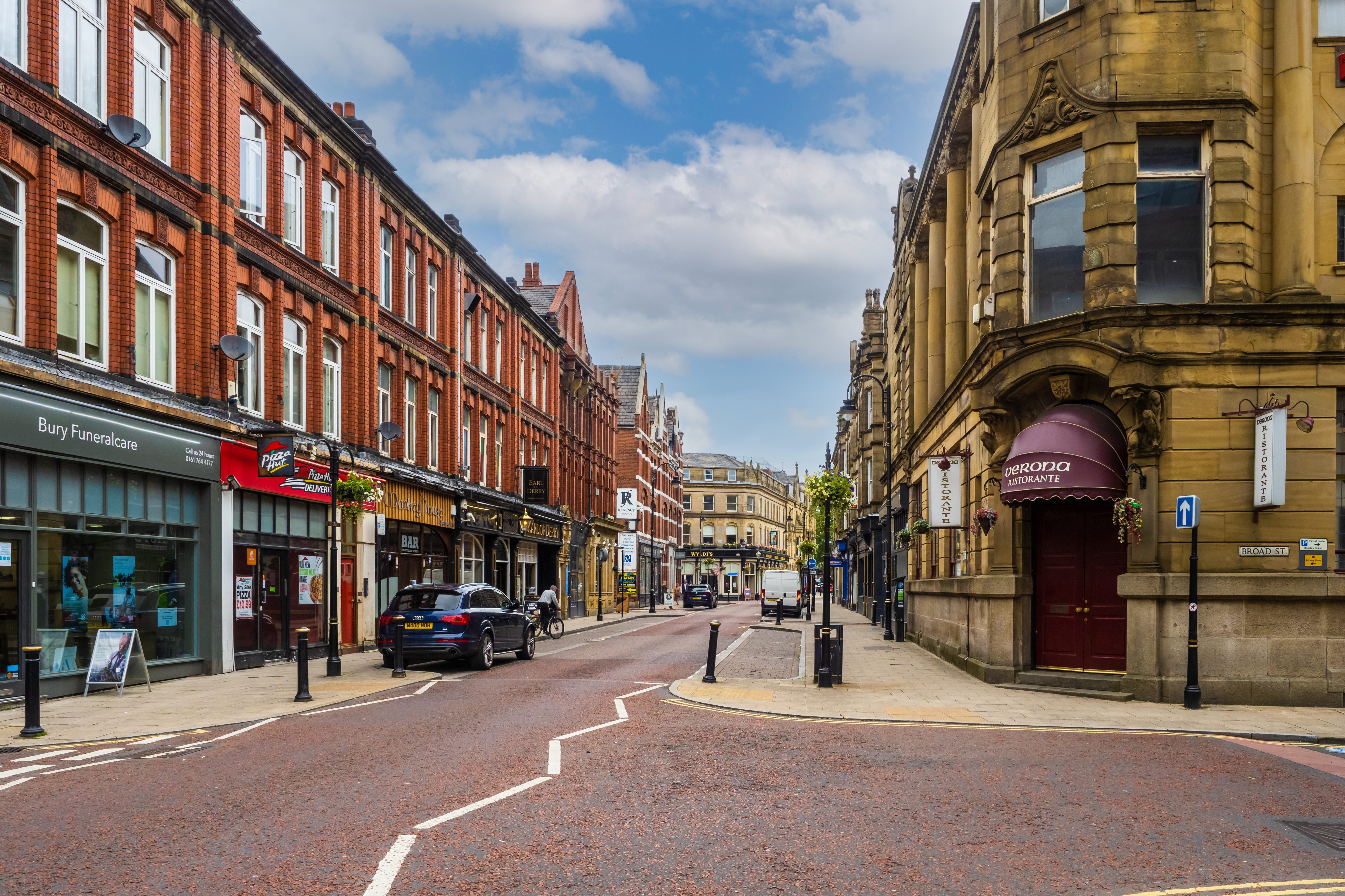 A town center in the UK.