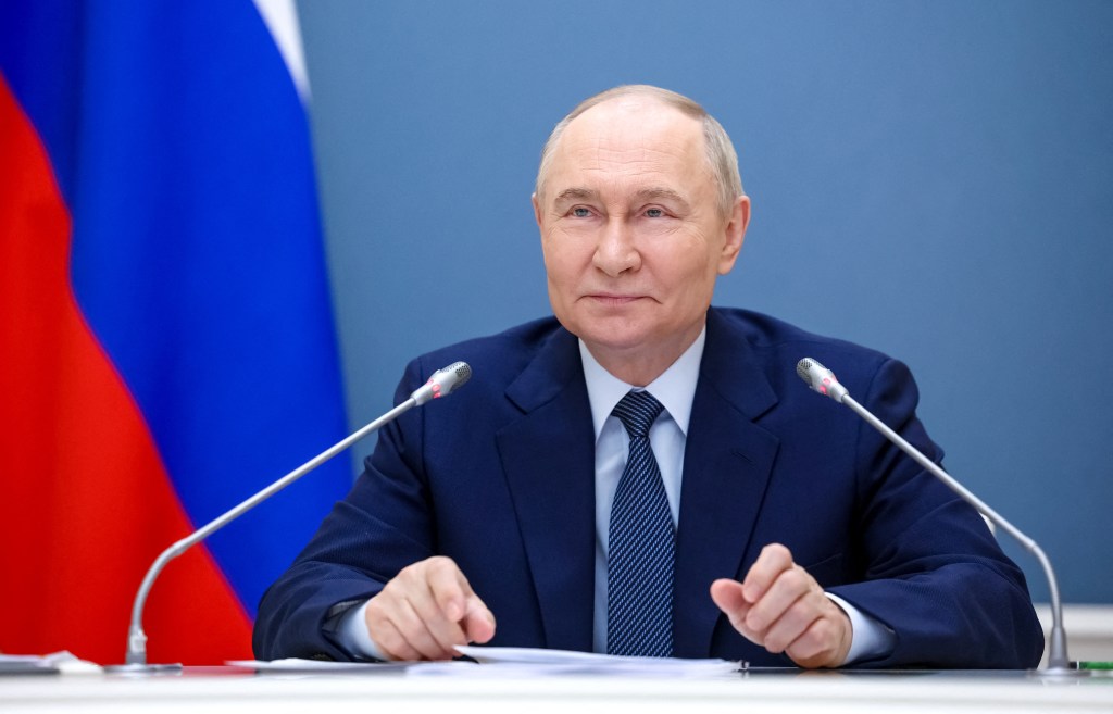 Vladimir Putin at a meeting in Moscow.