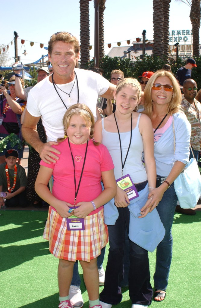 Pamela Bach and ex David Hasselhoff with their daughters Hayley and Taylor.