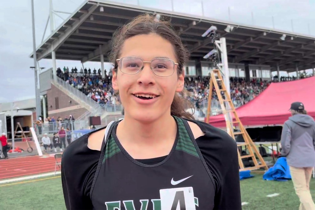 Transgender athlete Veronica Garcia smiles at a track meet