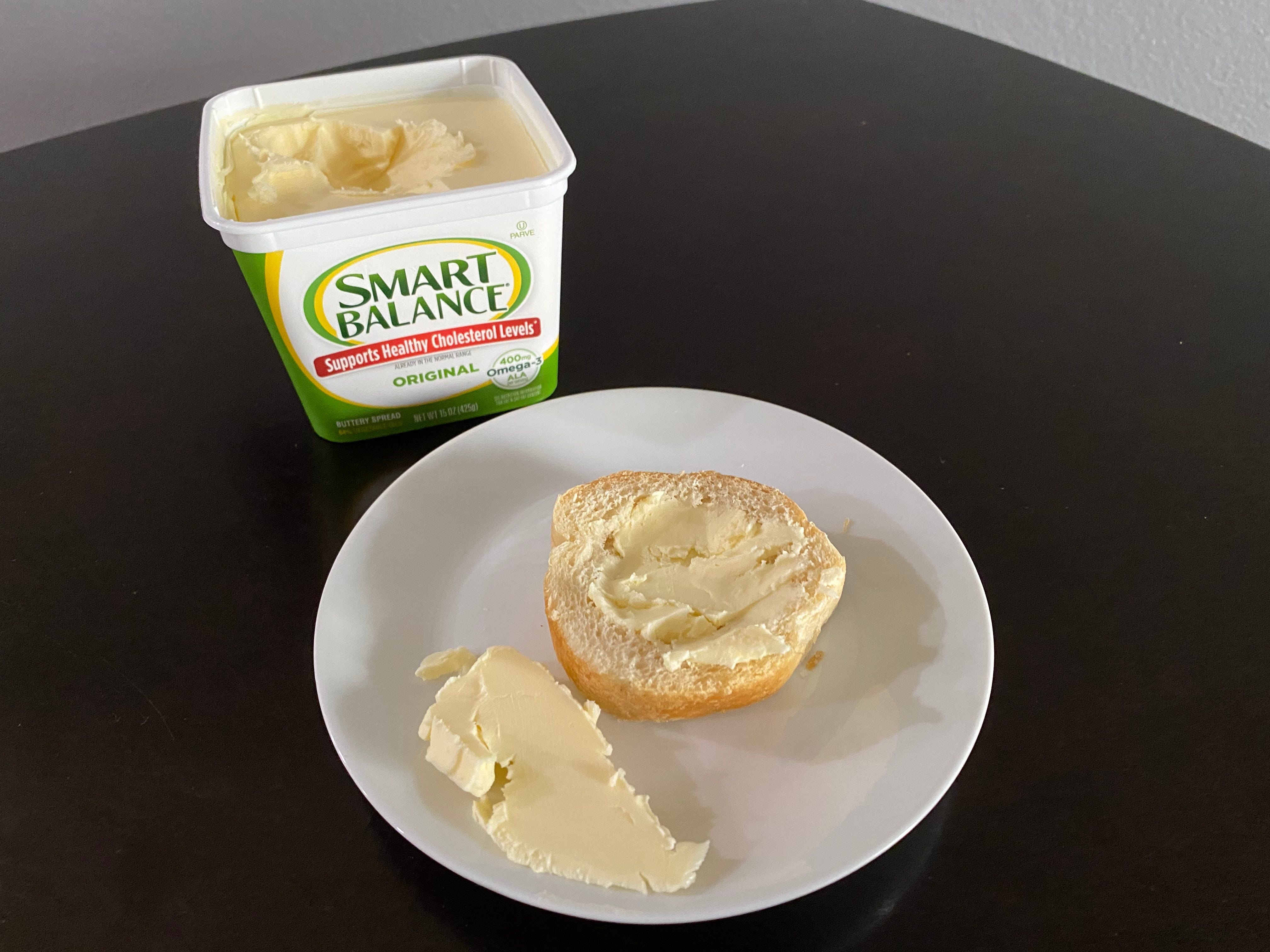 smart balance spread on a piece of bread