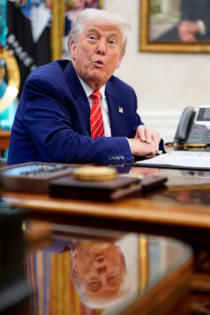 President Trump at a White House press conference.