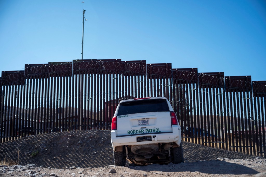 U.S. Border Patrol vehicle at the U.S.-Mexico border in Arizona.