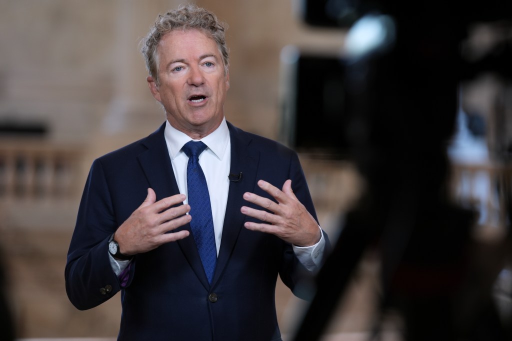 Sen. Rand Paul giving a TV interview.