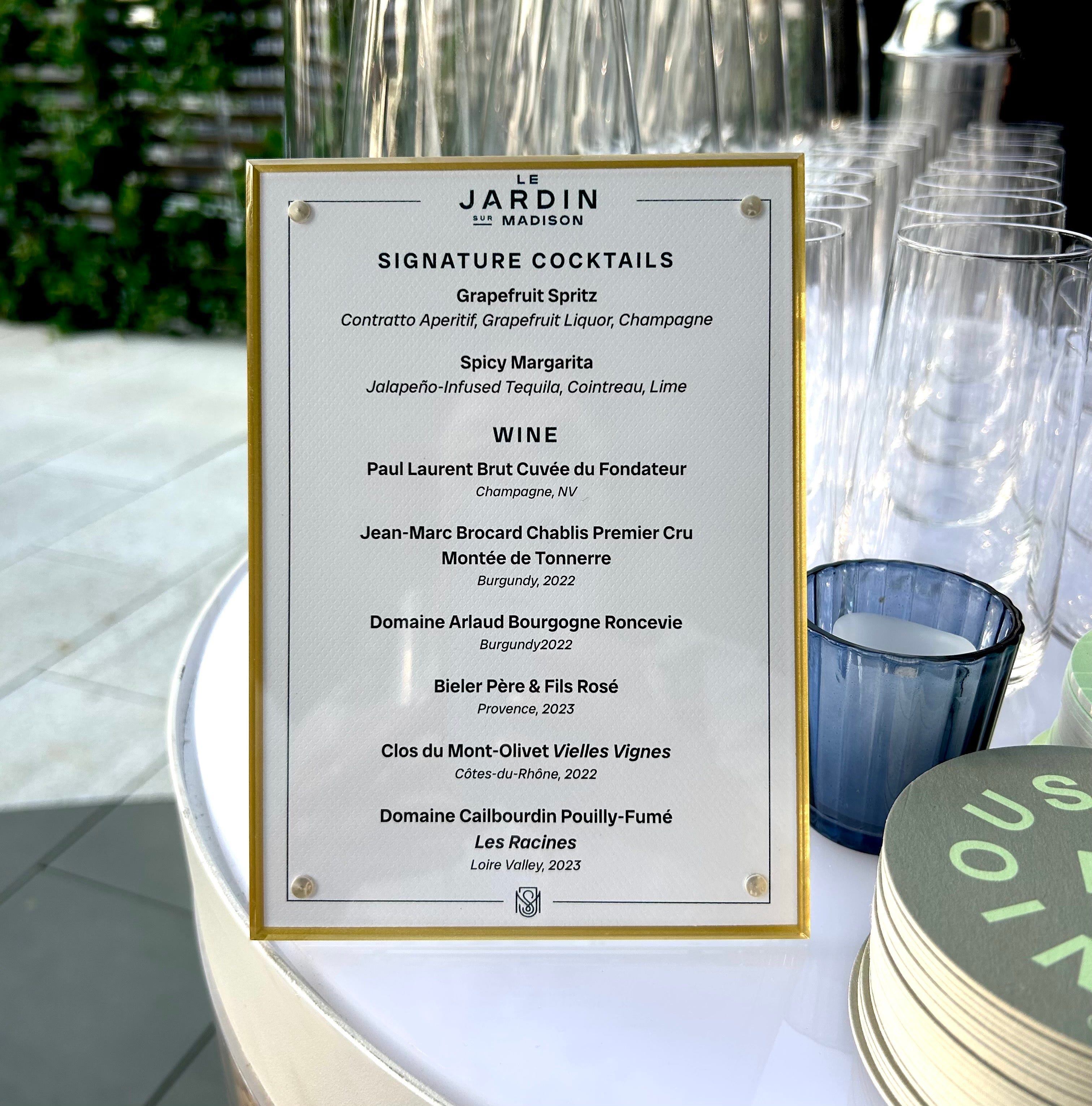 Cocktail list at IBM Tech Week event