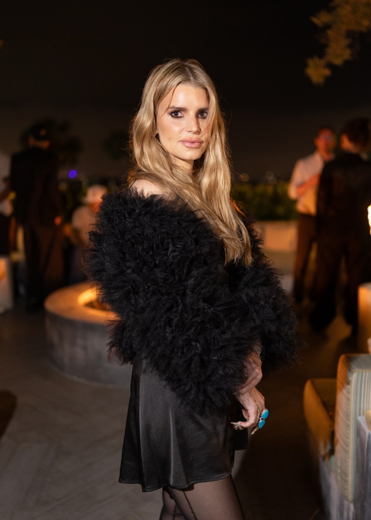 Jessica Simpson wearing a LBD at a charity event in West Hollywood