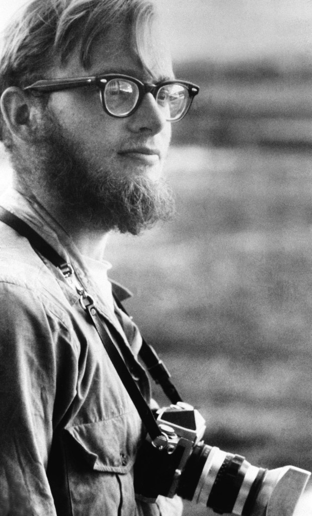 Black and white photo of Michael Rockefeller in New Guinea.