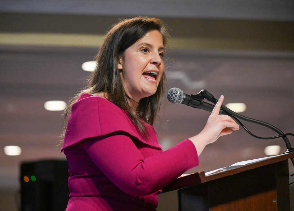 New York U.S. Representative Elise Stefanik speaks during the Saratoga GOP Awards Ceremony at the Fairways of Halfmoon golf course Thursday, May 1, 2025, in Mechanicville, N.Y. 