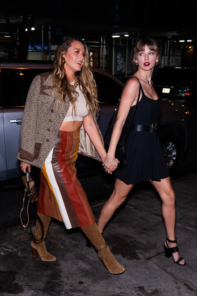 Taylor Swift steps out with Blake Lively in New York City.