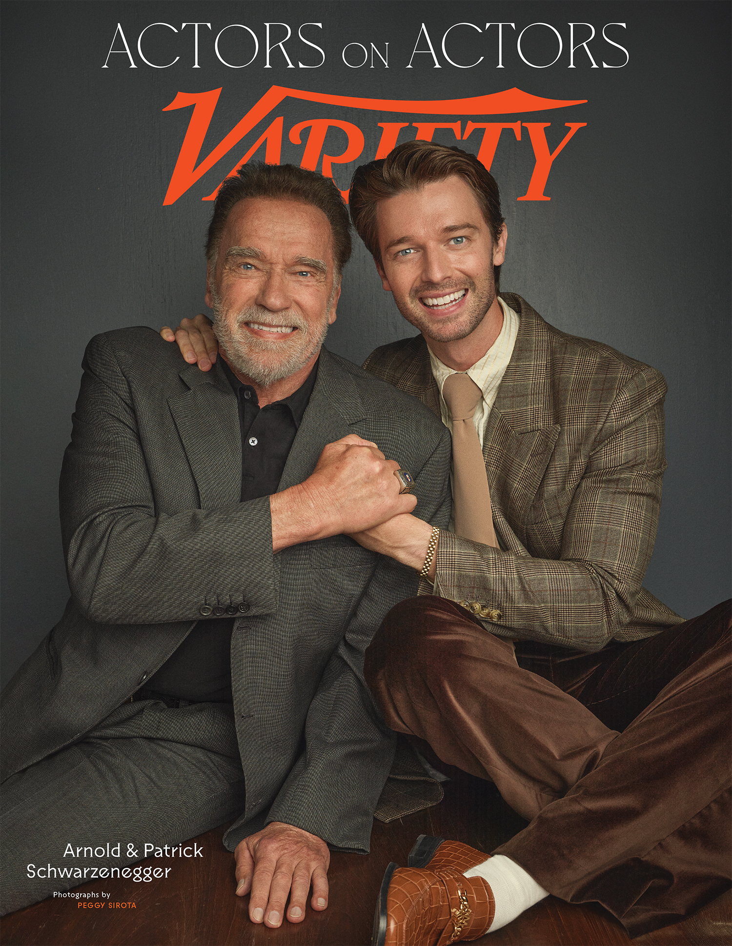 Arnold and Patrick Schwarzenegger on a Variety cover. 
