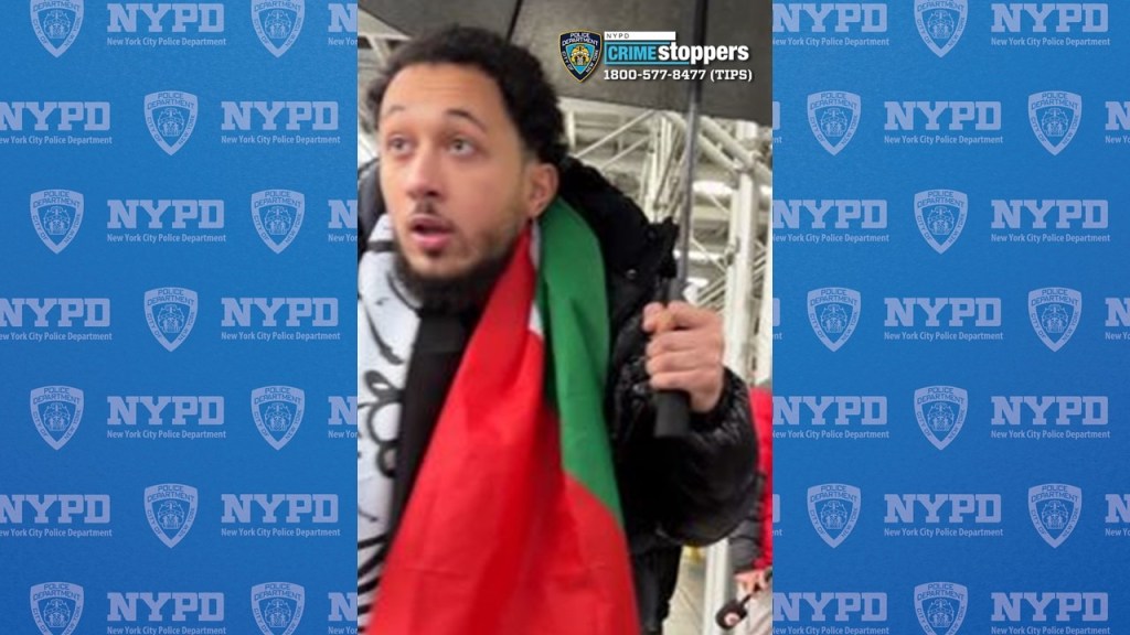 Tarek Bazrouk  wears a scarf and black jacket in a picture posted by the NYPD