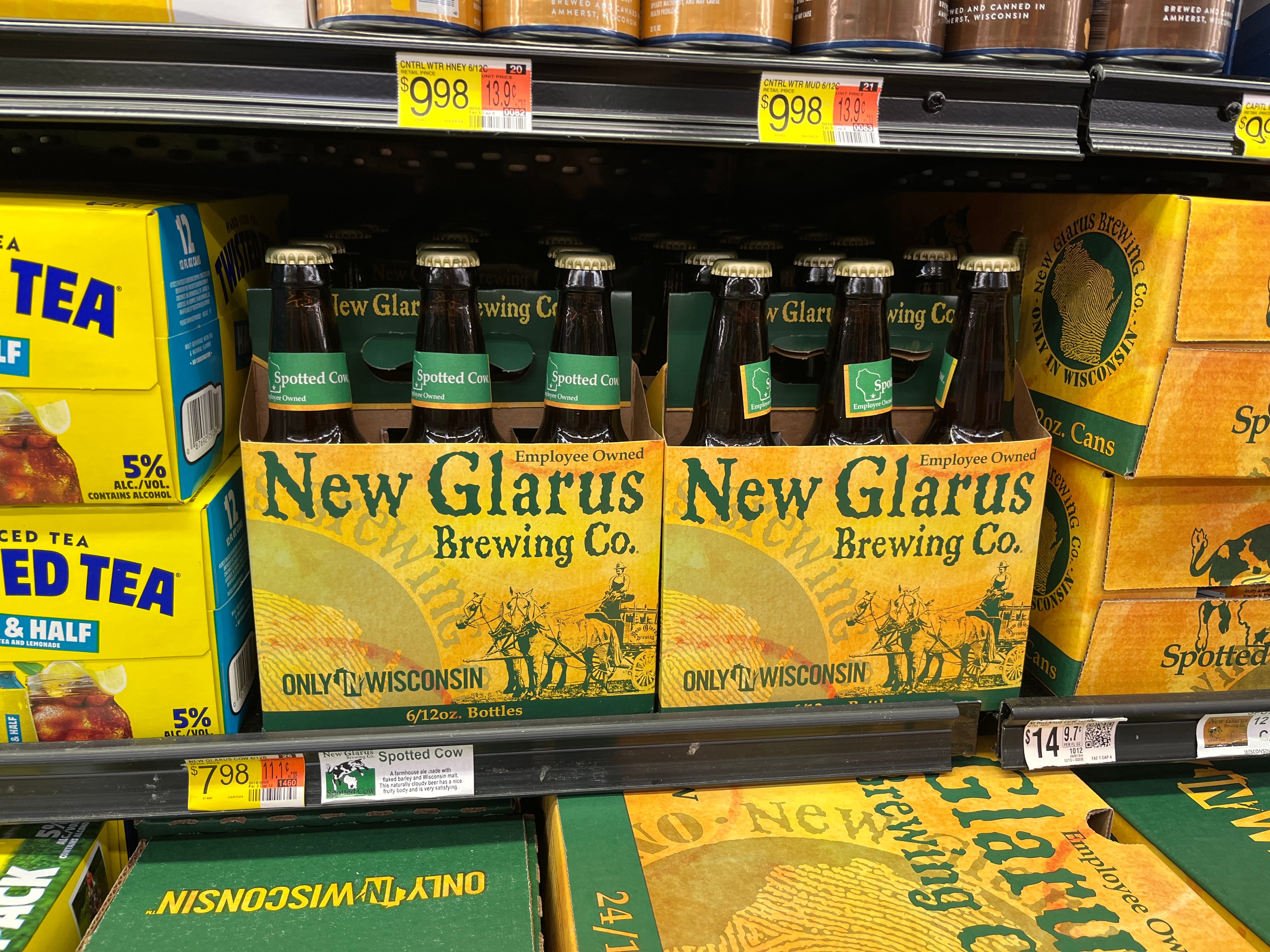 Spotted Cow beer at Walmart in Wisconsin.