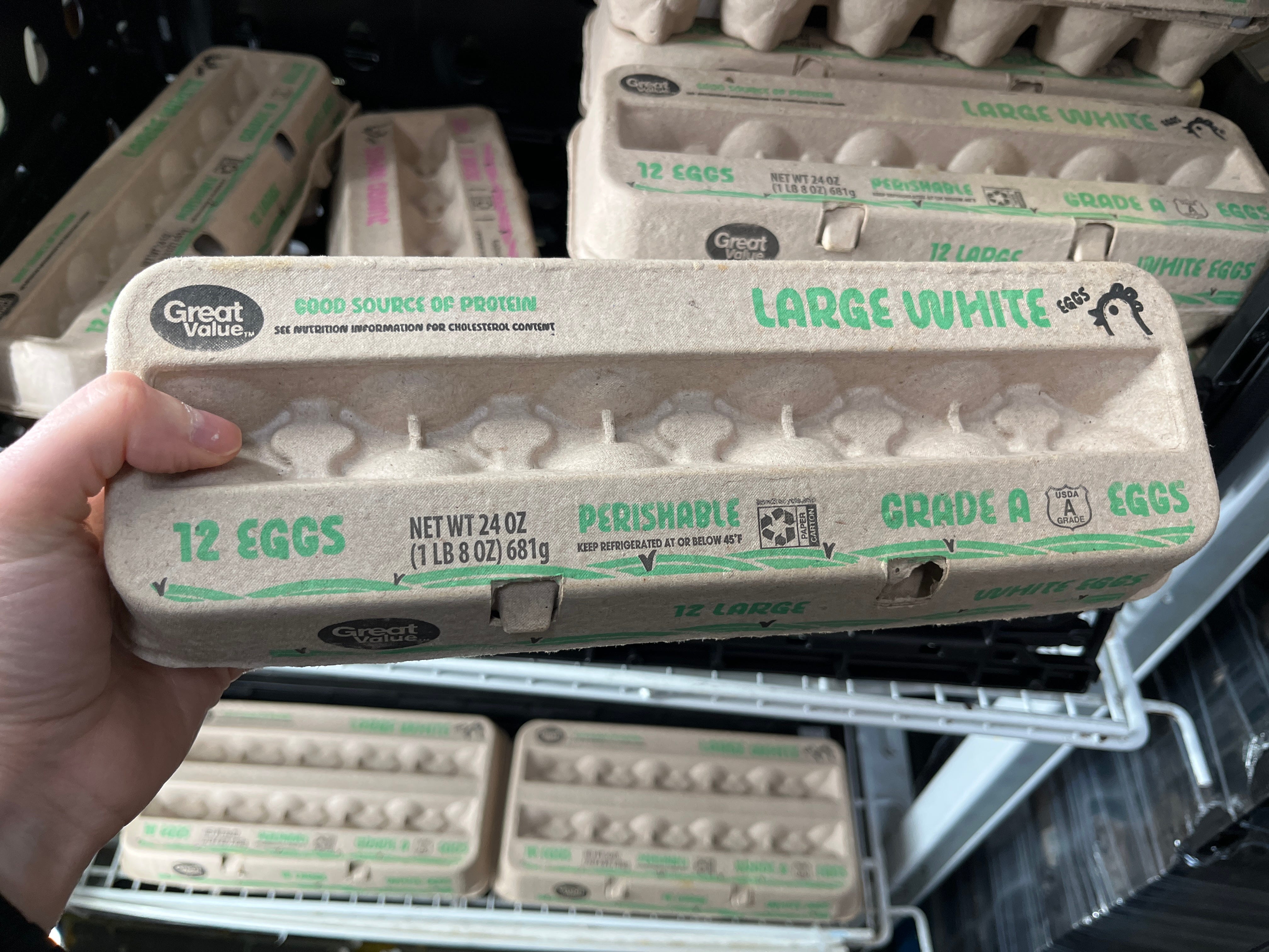 A dozen eggs at Walmart in New Jersey.