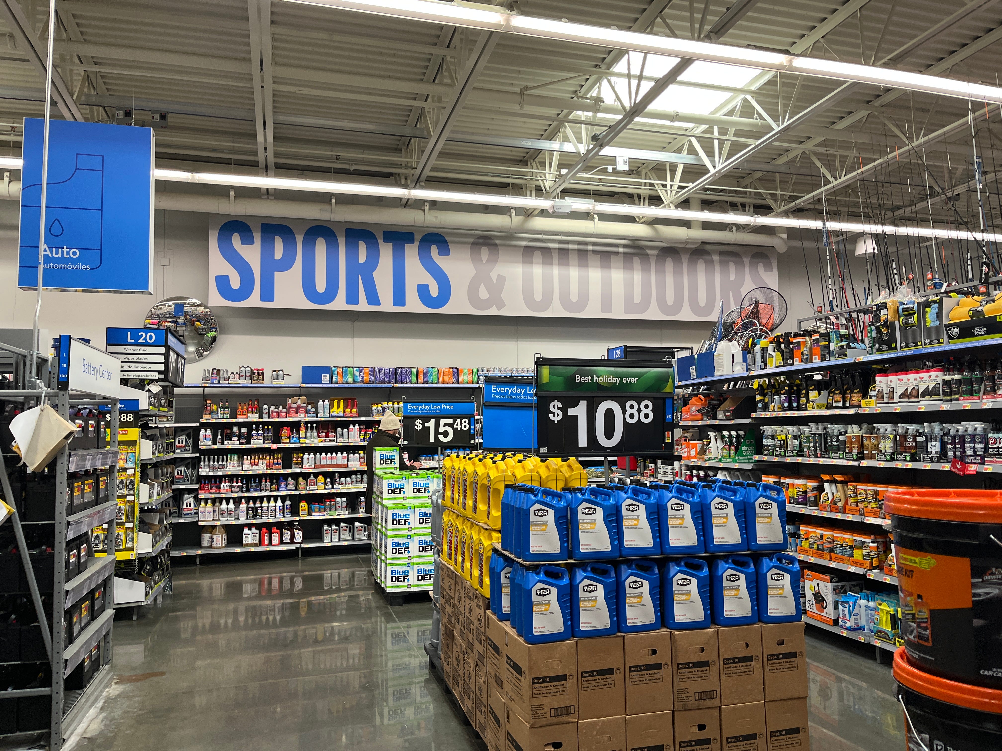 The sports and outdoors section at Walmart in New Jersey.