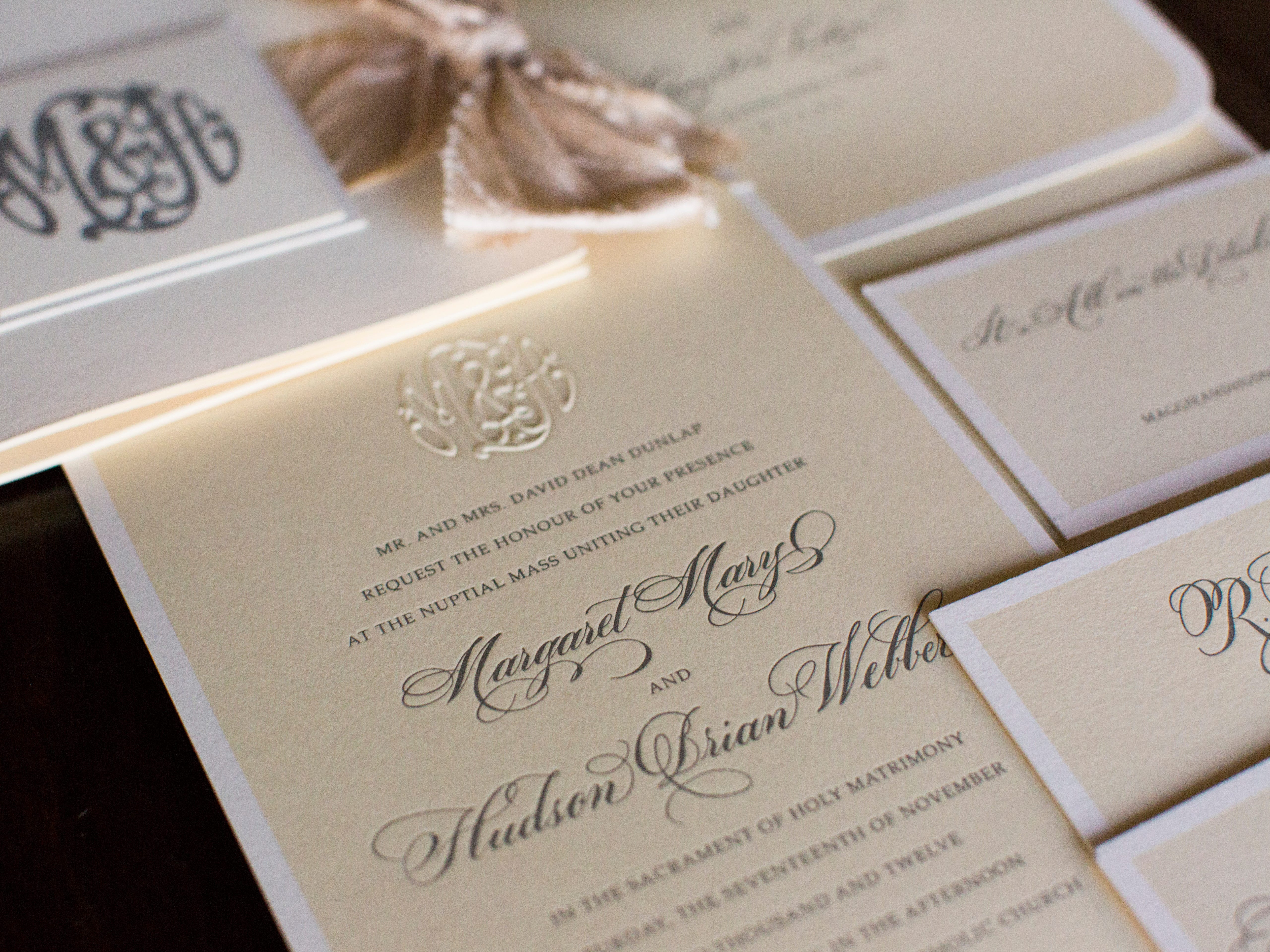 A wedding invitation suite.