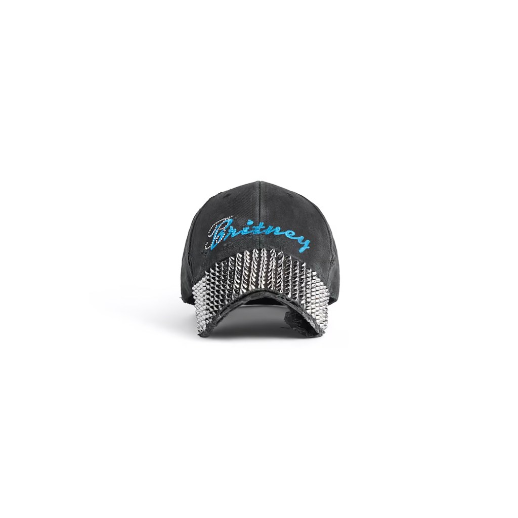 A studded baseball cap from the new Britney Spears  and Balenciaga collaboration 