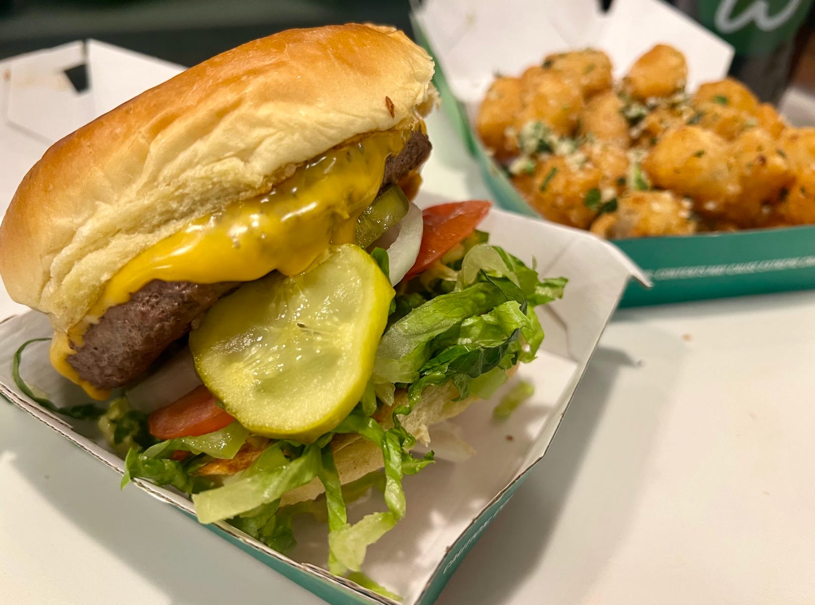 A classic "Our Burger" from Wahlburgers.