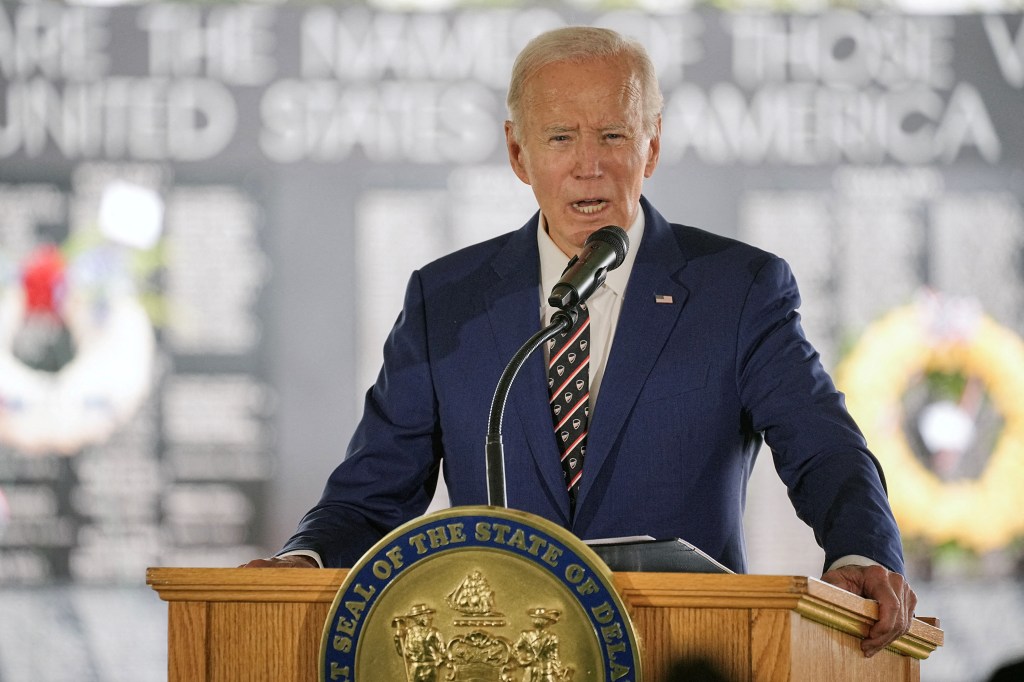 President Biden speaking at a ceremony.