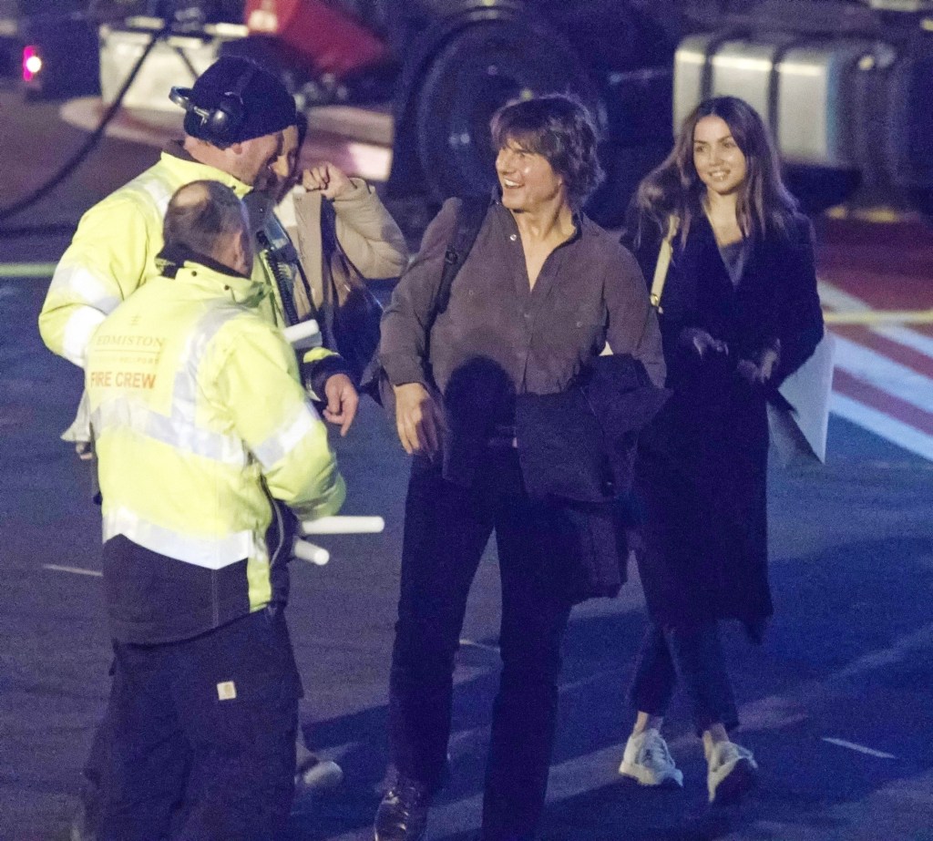 Tom Cruise and Ana de Armas arrive together at London Heliport in Battersea