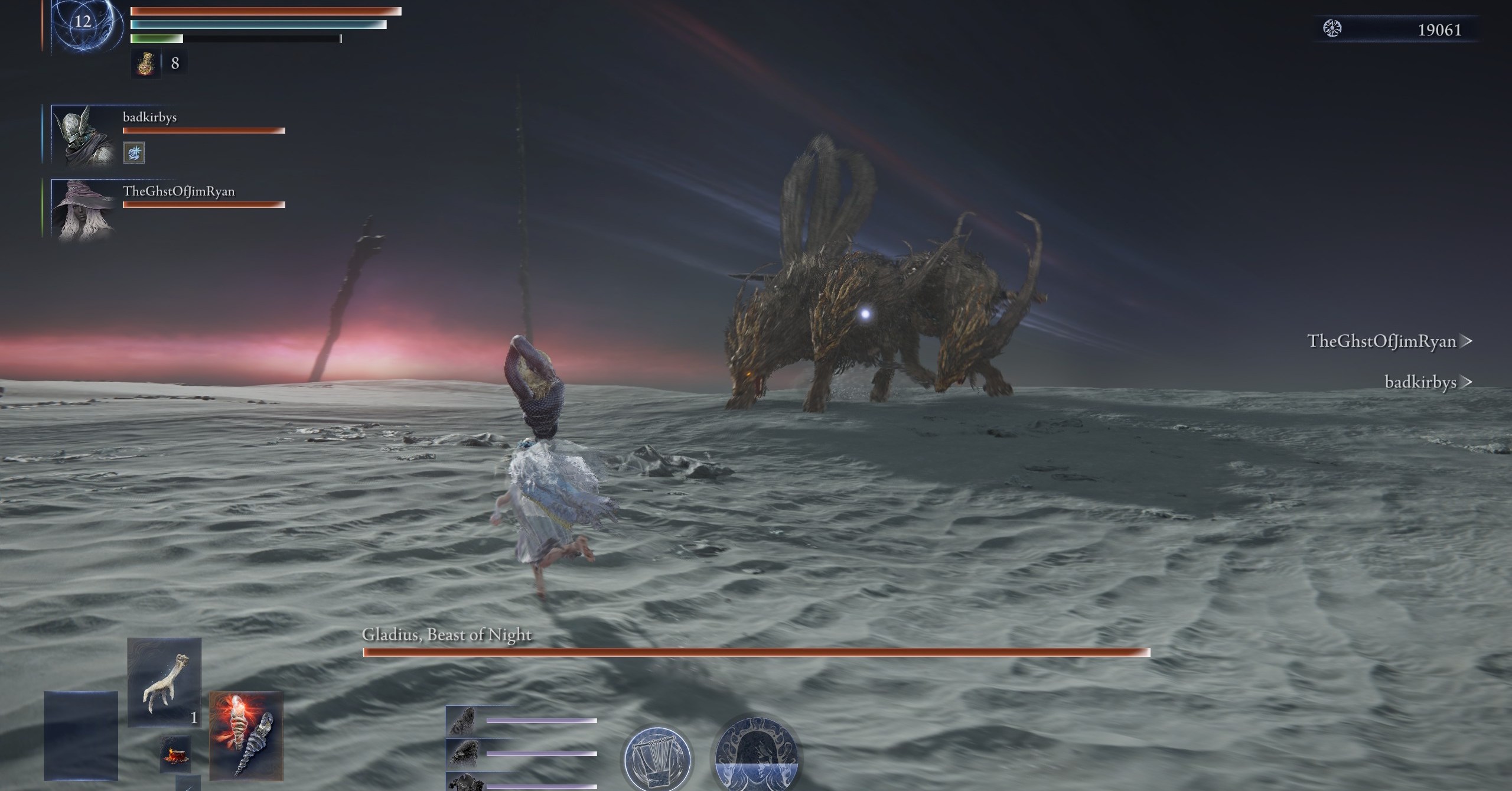 The Revenant challenging Gladius in Elden Ring Nightreign