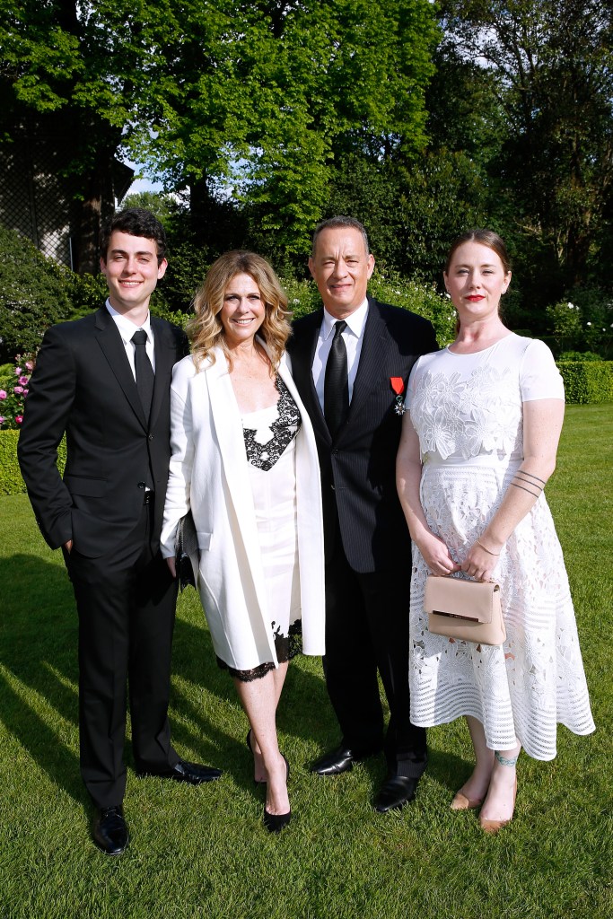 Tom Hanks poses with his family.