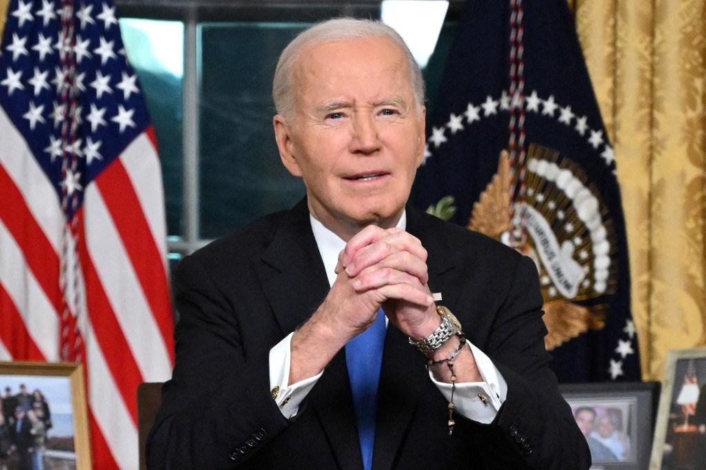 President Biden delivering a farewell address from the Oval Office.