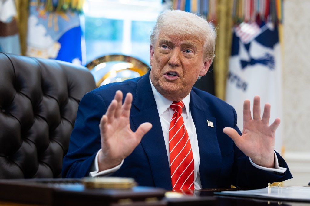 President Donald Trump at a press conference.