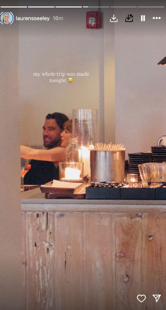 Travis Kelce and Taylor Swift seen at a restaurant in Florida.