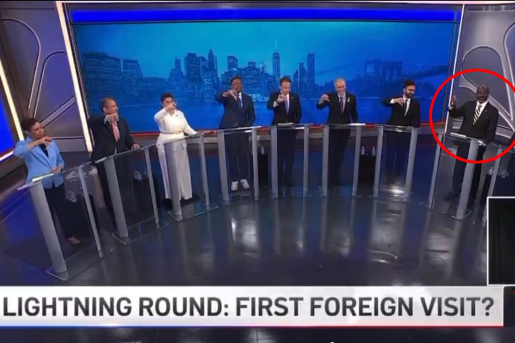 Democratic mayoral candidate Michael Blake speaks in the New York City Democratic Mayoral Primary Debate at NBC Studios on June 4, 2025 in New York City. Nine candidates are taking the stage for the first debate of the primary election for mayor.