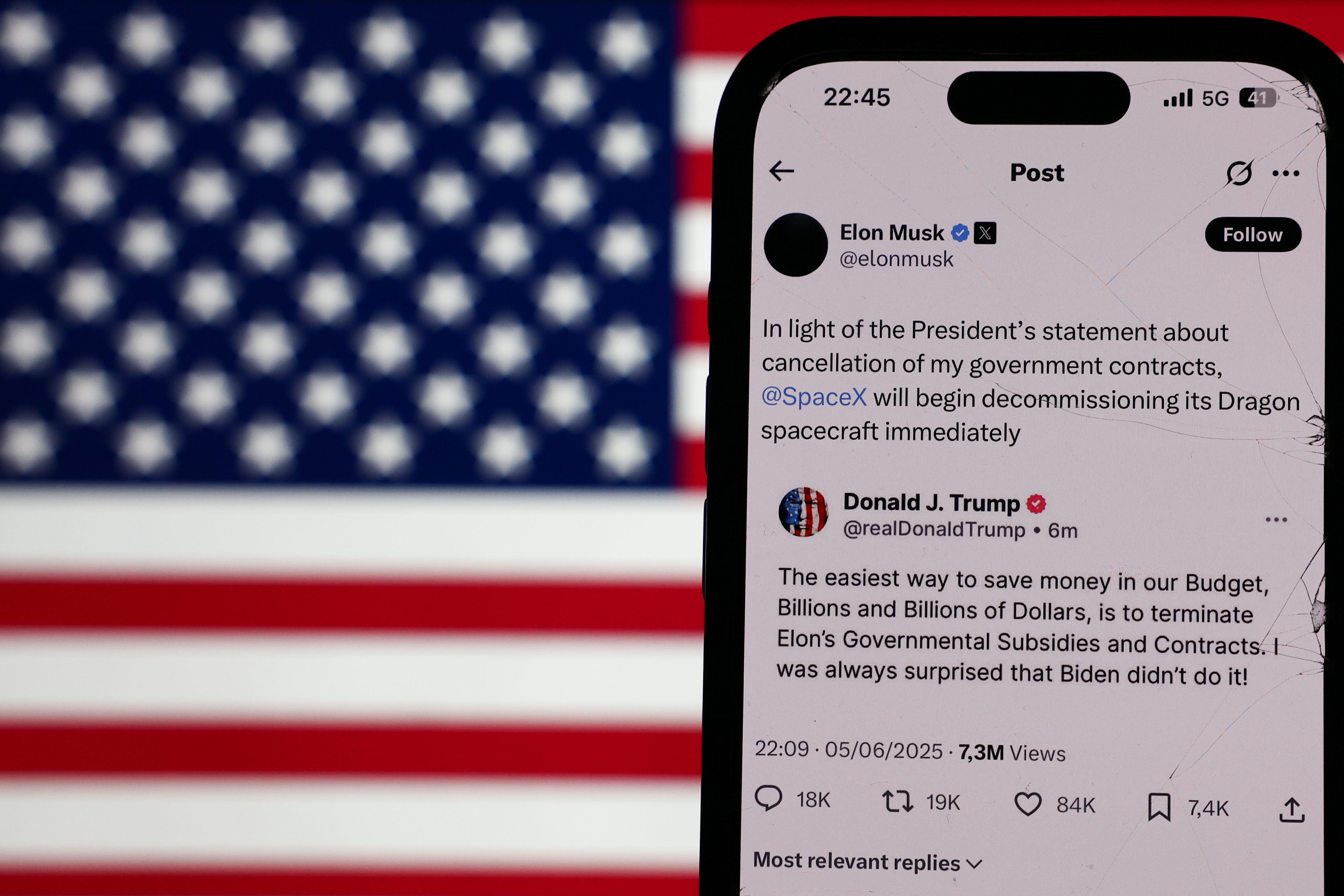 Elon Musk and Donald Trump posts on their respective platforms