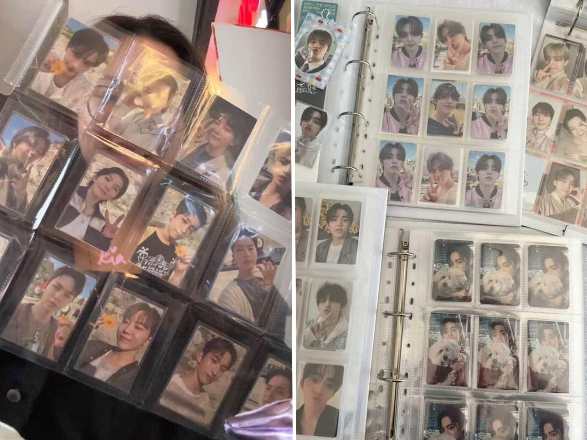 A composite image of Kia Pastoral and Jackie Ko's KPop photocard binders.