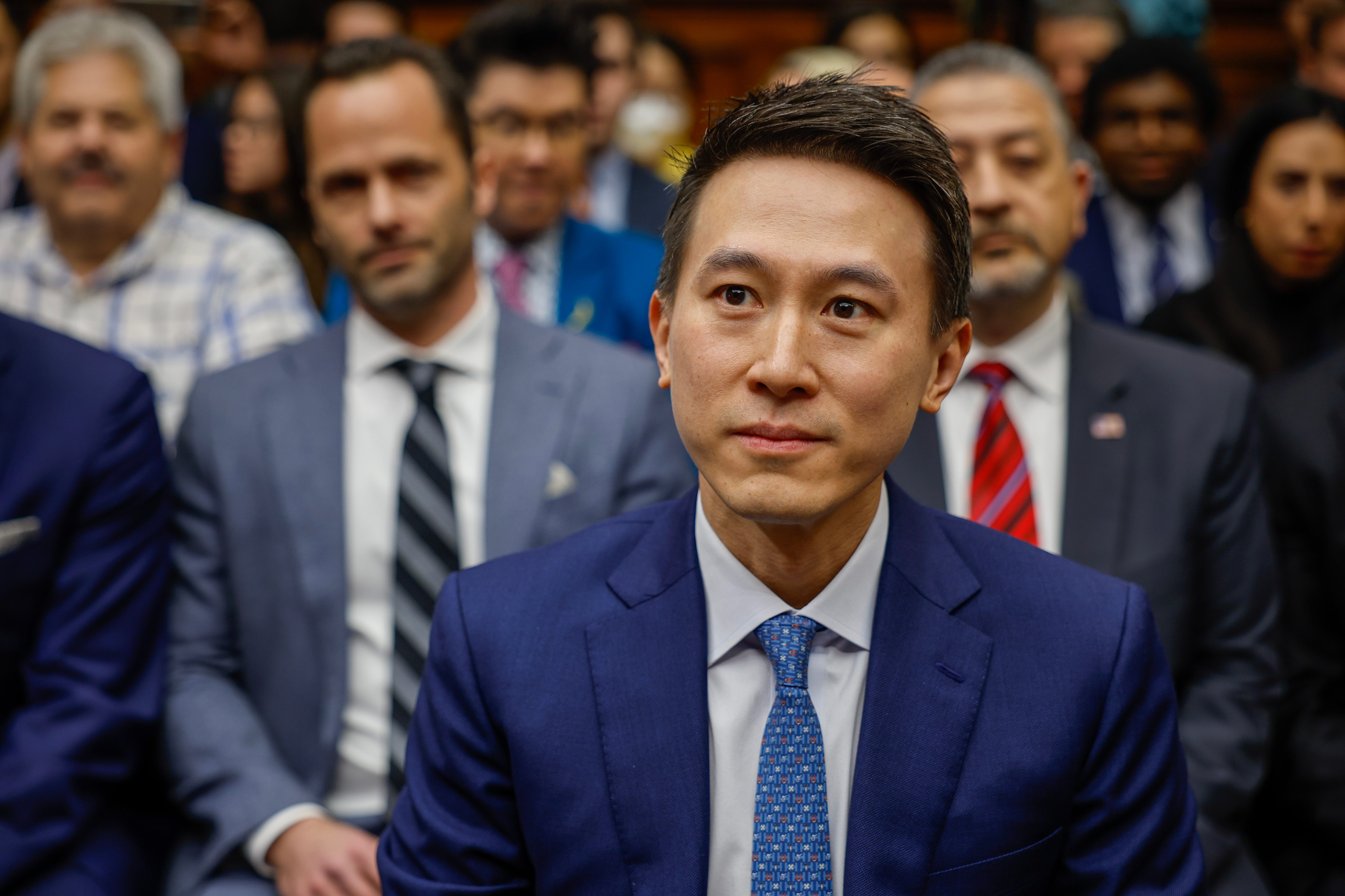 TikTok CEO Shou Zi Chew testifying at Capitol Hill.