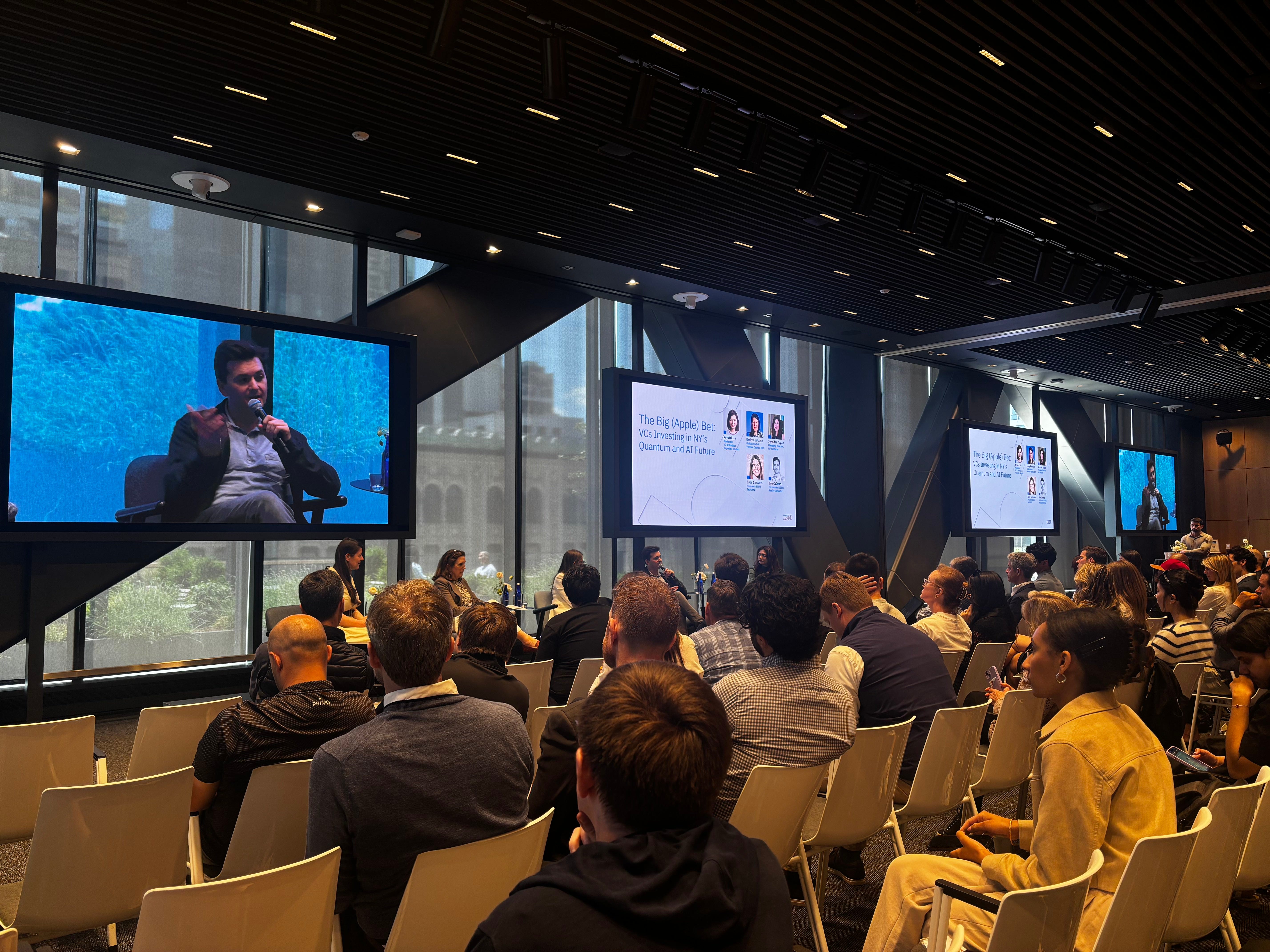 A panel on AI and quantum startup investing in New York at IBM's office in Midtown Manhattan