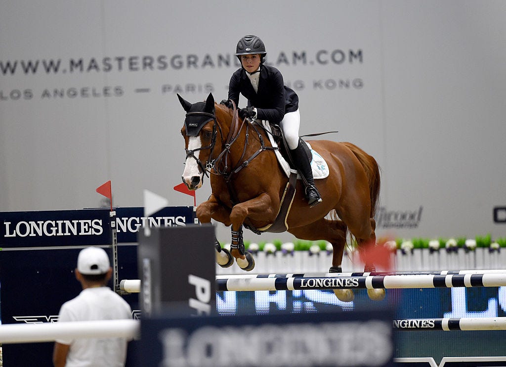 Eve Jobs competes at the Longines Masters of Los Angeles in 2015.