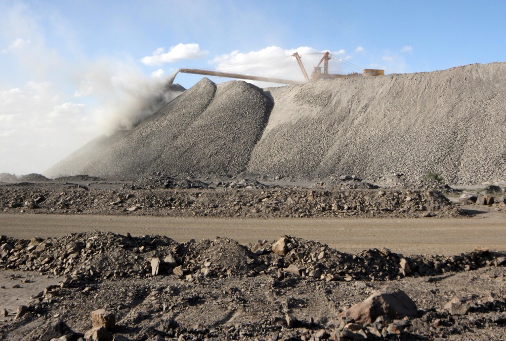 Mining machine moving rare earth minerals at the Bayan Obo mine in Inner Mongolia.