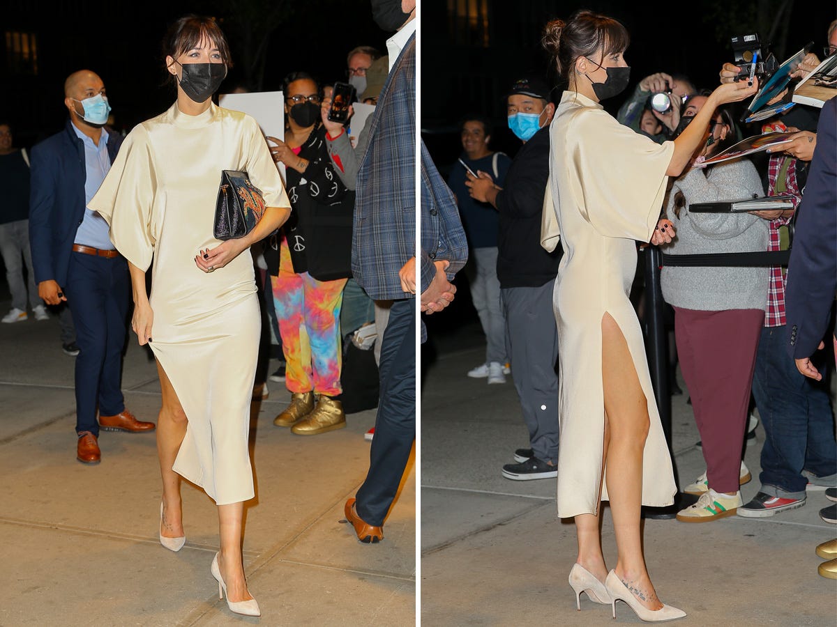 Dakota Johnson wears a daring dress in New York City on September 30, 2021.