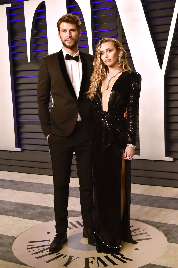 Miley Cyrus and Liam Hemsworth at February 2019 Oscar party