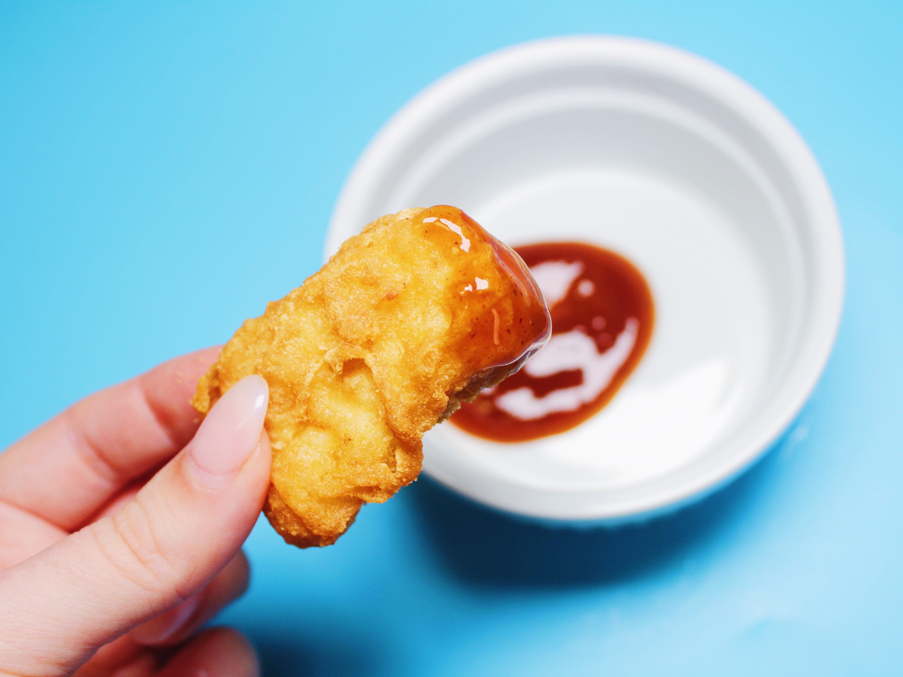 kraft barbecue sauce and chicken nugget